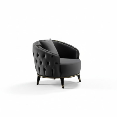 Fauteuil Chesterfield rond gris pour salon