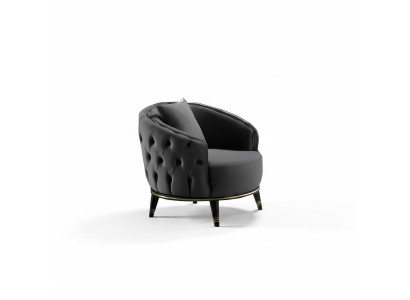 Fauteuil Chesterfield rond gris pour salon