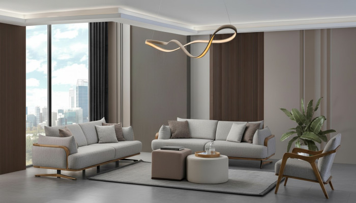 Meubles Salon Couleur Lumineuse Ensemble 2x Canapés 3 Places et Fauteuil 3 Pièces.