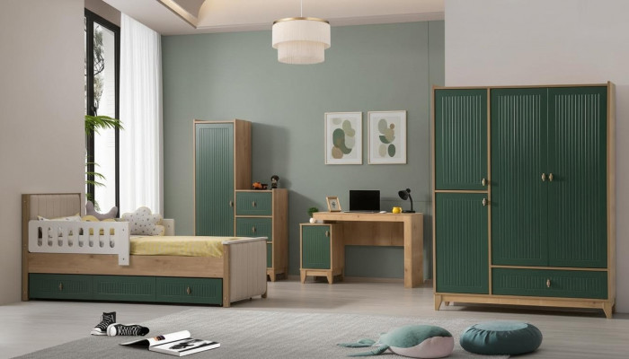 Chambre d'enfants Ensemble Composé de Lit +2х Armoire +Bureau 4 pièces.