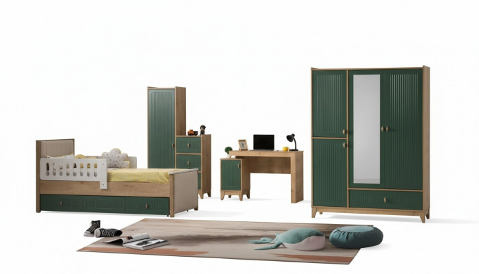 Chambre d'enfants Ensemble Composé de Lit +2х Armoire +Bureau 4 pièces.