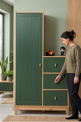 Armoire verte élégante en bois pour chambre d'enfant nouveauté.