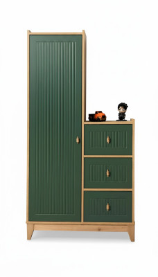 Armoire verte élégante en bois pour chambre d'enfant nouveauté.