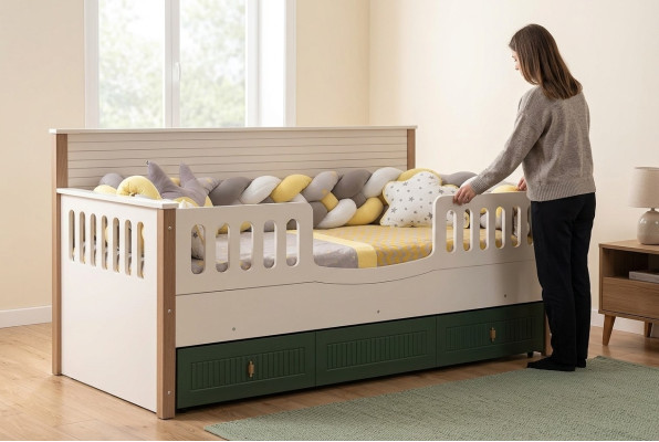 Structure de lit Lit pour enfants Lit Chambre d'enfants Mobilier de chambre d'enfants Bois clair