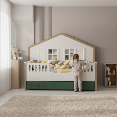 Cadre de lit Lit pour enfants 200 cm Lit Chambre pour enfants Cadre de lit en bois clair