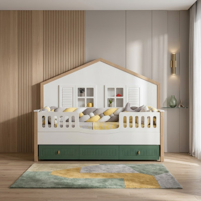Cadre de lit Lit pour enfants 200 cm Lit Chambre pour enfants Cadre de lit en bois clair