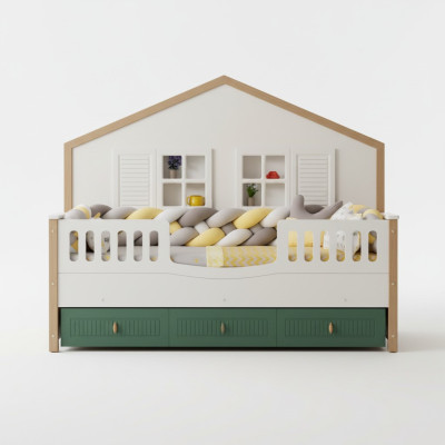 Cadre de lit Lit pour enfants 200 cm Lit Chambre pour enfants Cadre de lit en bois clair
