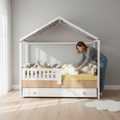Structure de lit Parfait Lit pour enfants Chambre d'enfants Structure de lit en bois clair