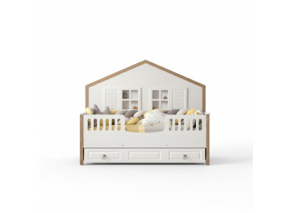 Parfait cadre de lit pour la chambre des enfants en bois clair, meuble de chambre d'enfant nouveau.