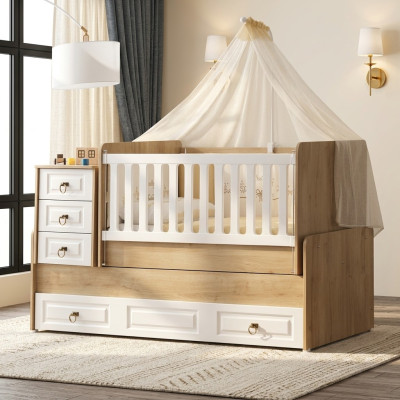 Lit d'enfant élégant en bois clair, cadre de lit luxueux parfait nouveau