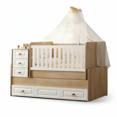 Lit d'enfant élégant en bois clair, cadre de lit luxueux parfait nouveau