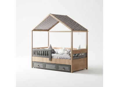 Cadre de lit Lit d'enfants 200 cm Lit en bois Chambre d'enfants Cadre de lit Gris