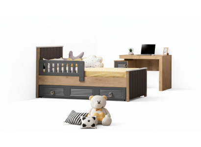 Cadre de lit Lit pour enfants Lit Chambre d'enfant Mobilier de chambre d'enfant Gris Bois