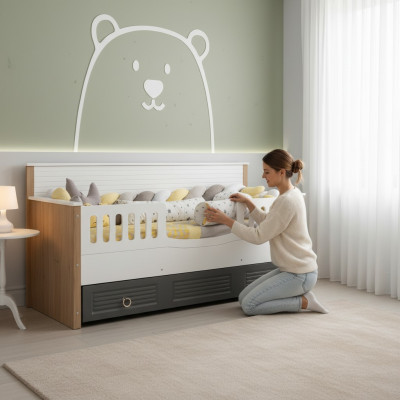 Cadre de lit Lit pour enfants parfait Bois Chambre d'enfant Cadre de lit en gris