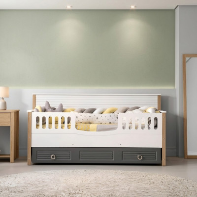 Cadre de lit Lit pour enfants parfait Bois Chambre d'enfant Cadre de lit en gris