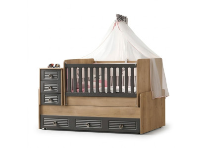 Lit d'enfant élégant lit en bois de luxe couleur grise meuble exclusif nouveau
