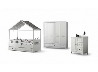 Chambre de jeunesse complète moderne luxe Ensemble de chambre d'enfants 3 pièces couleur blanche nouvelle suppression