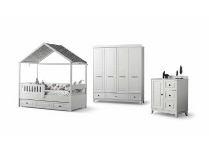 Chambre de jeunesse complète moderne luxe Ensemble de chambre d'enfants 3 pièces couleur blanche nouvelle suppression