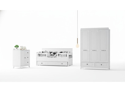 luxe complète chambre de jeunesse ensemble de chambre d'enfants de luxe 3 pieces couleur blanche