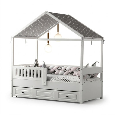 Lit pour enfants Lit en bois Lit fonctionnel Lit extensible 200 en bois Blanc neuf