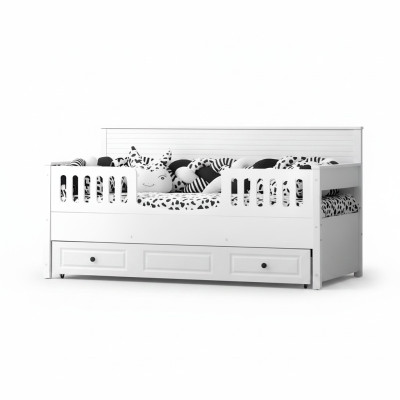 Lit pour enfants Lit en bois Lit fonctionnel Extensible Bois Blanc nouveau