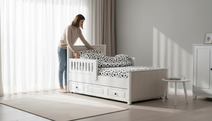 Lit pour enfants Lit en bois Lit fonctionnel Lit extensible 200 Bois Blanc