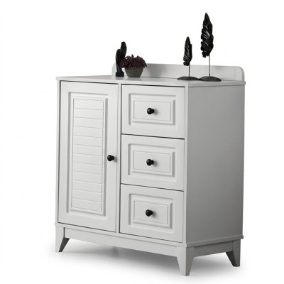 Luxueuse commode blanche élégante pour bébé, meuble en bois pour chambre d'enfant.