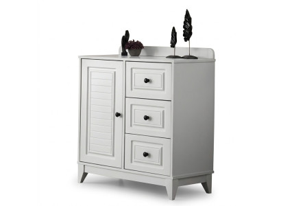 Luxueuse commode blanche élégante pour bébé, meuble en bois pour chambre d'enfant.