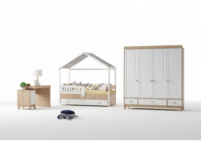 Ensemble de chambre d'enfants moderne Lit Armoire Bureau Lumineux 3 pièces neuf