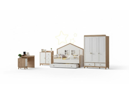 Ensemble de chambre d'enfants moderne Lit Armoire Bureau Lumineux 4 pièces neuf