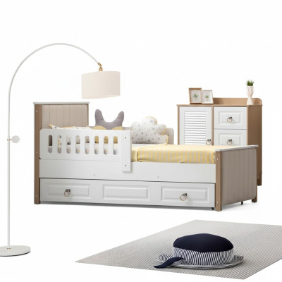 Cadre de lit Lit d'enfant 200 cm Lit Chambre d'enfant Cadre de lit en bois blanc