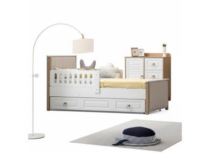 Cadre de lit Lit d'enfant 200 cm Lit Chambre d'enfant Cadre de lit en bois blanc
