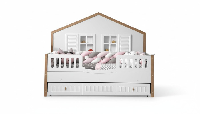 Cadre de lit Lit d'enfants Lit Chambre d'enfants Mobilier de chambre d'enfants Blanc Bois
