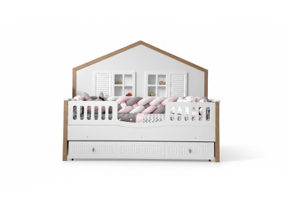 Cadre de lit Lit d'enfants Lit Chambre d'enfants Mobilier de chambre d'enfants Blanc Bois