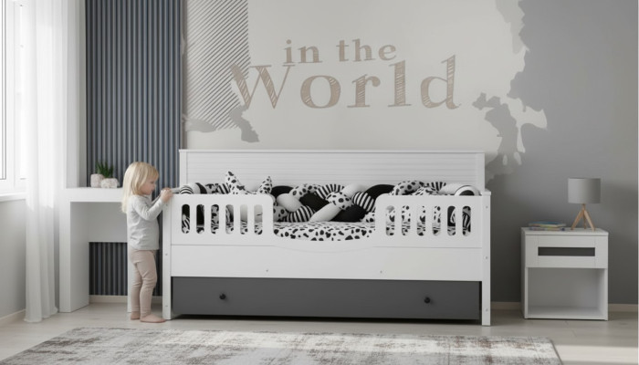 Lit d'enfant lumineux. Mobilier élégant pour la chambre d'enfant parfaite.