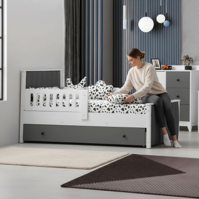 Lit pour enfants Lit Chambre d'enfants Mobilier de chambre d'enfants Cadre de lit Blanc Bois