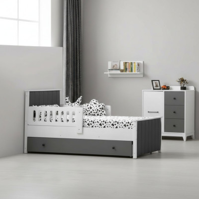 Lit pour enfants Lit Chambre d'enfants Mobilier de chambre d'enfants Cadre de lit Blanc Bois