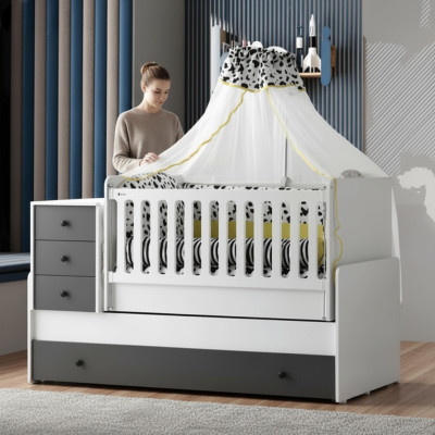 Lit pour enfants moderne Lit en bois Lit fonctionnel Lit extensible 200 Bois Blanc
