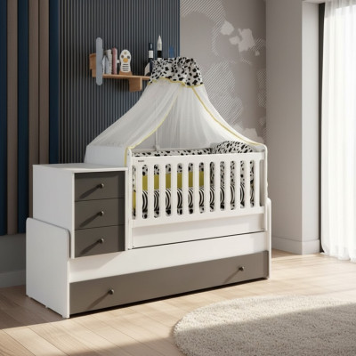 Lit pour enfants moderne Lit en bois Lit fonctionnel Lit extensible 200 Bois Blanc