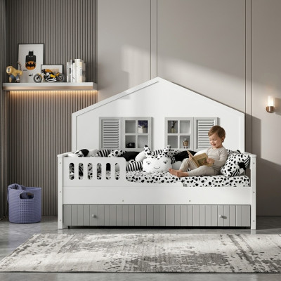 Lit d'enfants moderne Couleur grise Design luxueux Mobilier pour les tout-petits