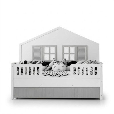 Lit d'enfants moderne Couleur grise Design luxueux Mobilier pour les tout-petits