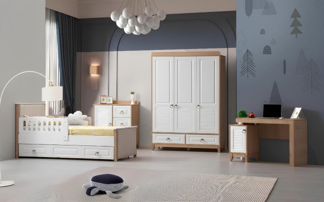 Ensemble de chambre d'enfants de luxe se compose de lit armoire commode table 4 pièces.