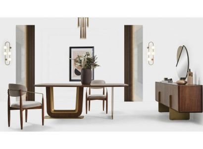 Ensemble de salle à manger Table à manger moderne 4 chaises et buffet avec miroir 7 pièces.