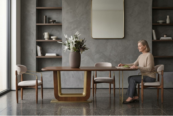 Ensemble de salle à manger moderne Table à manger parfaite et 4x chaises couleur marron 5 pièces.