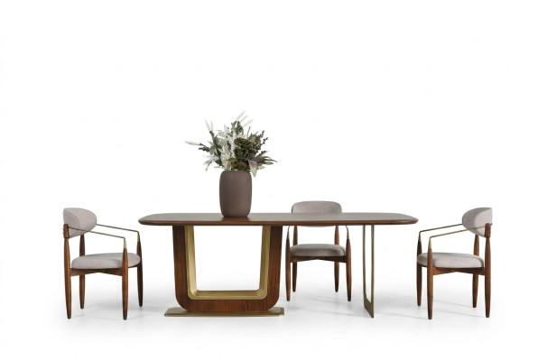 Ensemble de salle à manger moderne Table à manger parfaite et 4x chaises couleur marron 5 pièces.