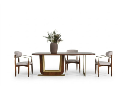Ensemble de salle à manger moderne Table à manger parfaite et 4x chaises couleur marron 5 pièces.