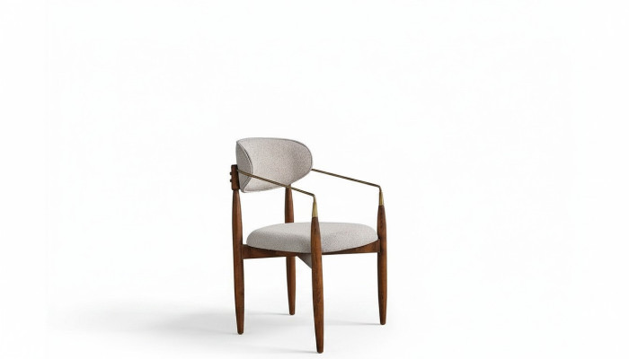Chaise de cuisine blanche parfaite  Meuble de salle à manger de luxe avec des pieds marron