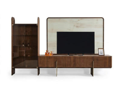 Le salon se compose d'une vitrine, d'un meuble TV et d'un cadre TV en 3 pièces. Nouveau.