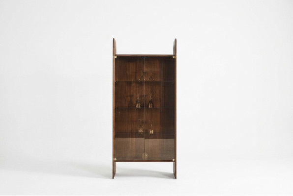 Vitrine Armoire de Luxe Style Bois Marron Verre Nouveaux Armoires Vitrées