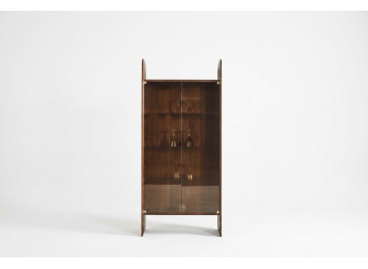 Vitrine Armoire de Luxe Style Bois Marron Verre Nouveaux Armoires Vitrées